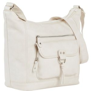 🆕 Bueno Solana Washed Large White Leather Hobo Handbag